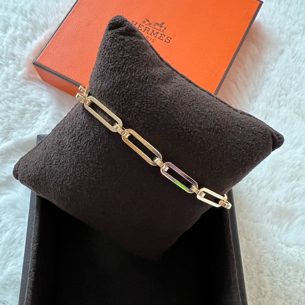 Brand New! ✨ Hermès Kelly Chaine 18K Yelllow Gold diamond bracelet size ST - Picture 6 of 6